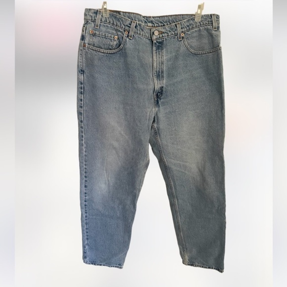 LEVIS 550 relaxed fit authentic red tan jeans light wash denim vintage -40x32